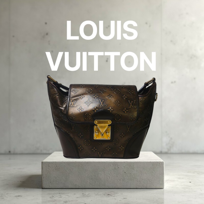 🔥年終狂降🔥【限時降價只到12/31(原36,800)】㊣✨Louis Vuitton✨路易威登 LV 稀有 古銅 壓紋 老花 壓釦 單肩背 肩背包/二手精品/二手包/保證正品🌳二手樹屋🌳-0