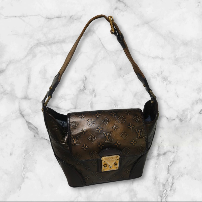 🔥年終狂降🔥【限時降價只到12/31(原36,800)】㊣✨Louis Vuitton✨路易威登 LV 稀有 古銅 壓紋 老花 壓釦 單肩背 肩背包/二手精品/二手包/保證正品🌳二手樹屋🌳-1