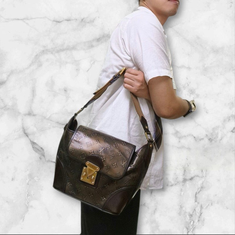 🔥年終狂降🔥【限時降價只到12/31(原36,800)】㊣✨Louis Vuitton✨路易威登 LV 稀有 古銅 壓紋 老花 壓釦 單肩背 肩背包/二手精品/二手包/保證正品🌳二手樹屋🌳-50