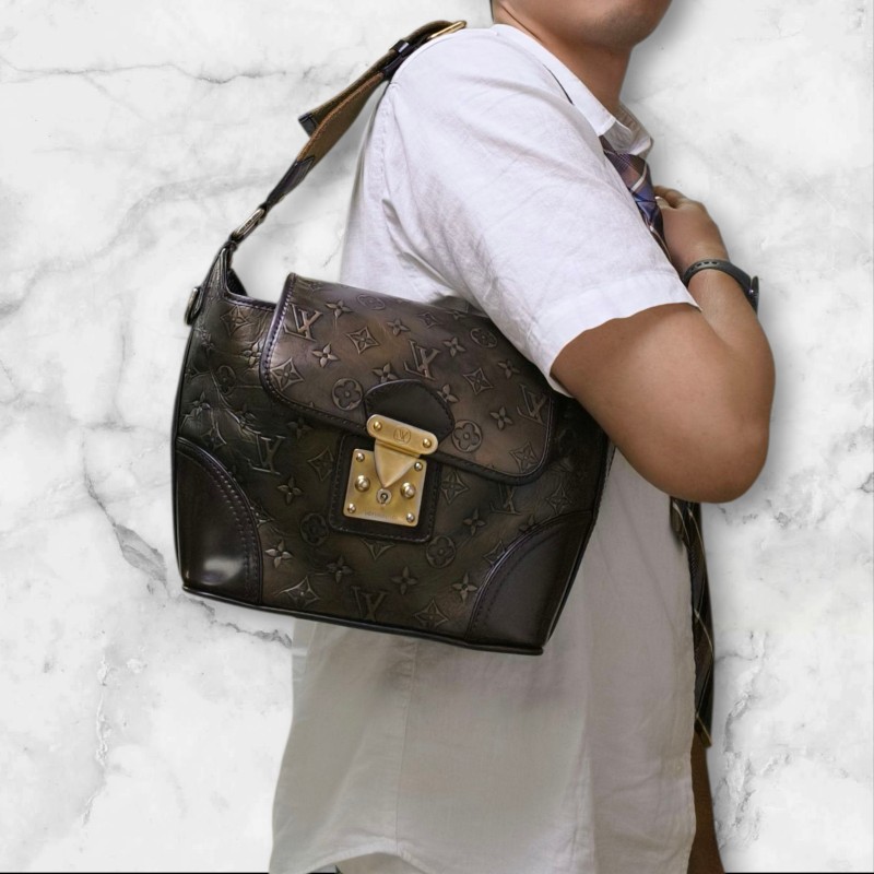 🔥年終狂降🔥【限時降價只到12/31(原36,800)】㊣✨Louis Vuitton✨路易威登 LV 稀有 古銅 壓紋 老花 壓釦 單肩背 肩背包/二手精品/二手包/保證正品🌳二手樹屋🌳-51