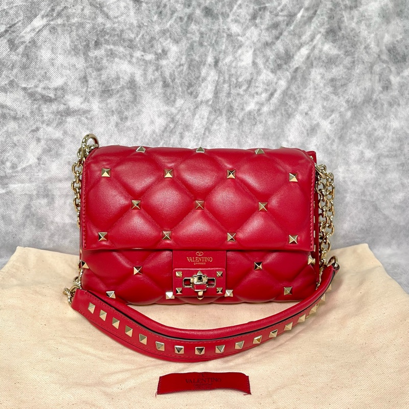 Valentino 華倫天奴 菱形鉚釘經典紅色candystud雲朵女士包-0