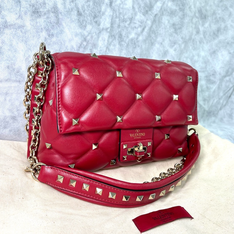Valentino 華倫天奴 菱形鉚釘經典紅色candystud雲朵女士包-1
