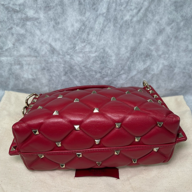 Valentino 華倫天奴 菱形鉚釘經典紅色candystud雲朵女士包-3