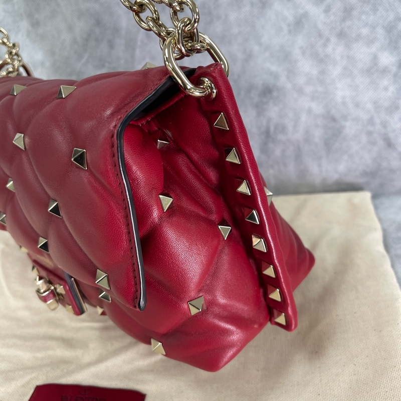 Valentino 華倫天奴 菱形鉚釘經典紅色candystud雲朵女士包-5