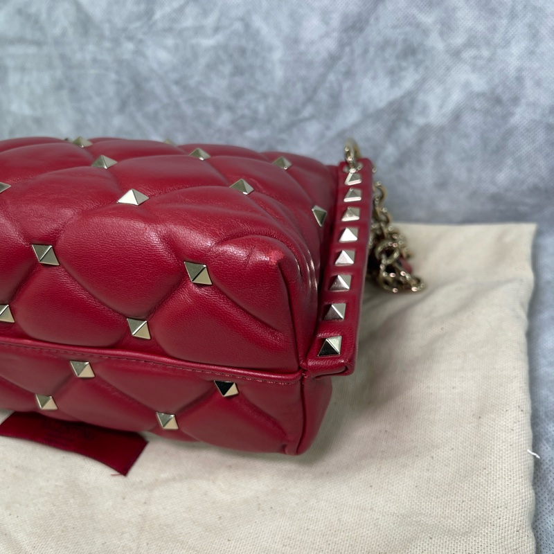 Valentino 華倫天奴 菱形鉚釘經典紅色candystud雲朵女士包-14