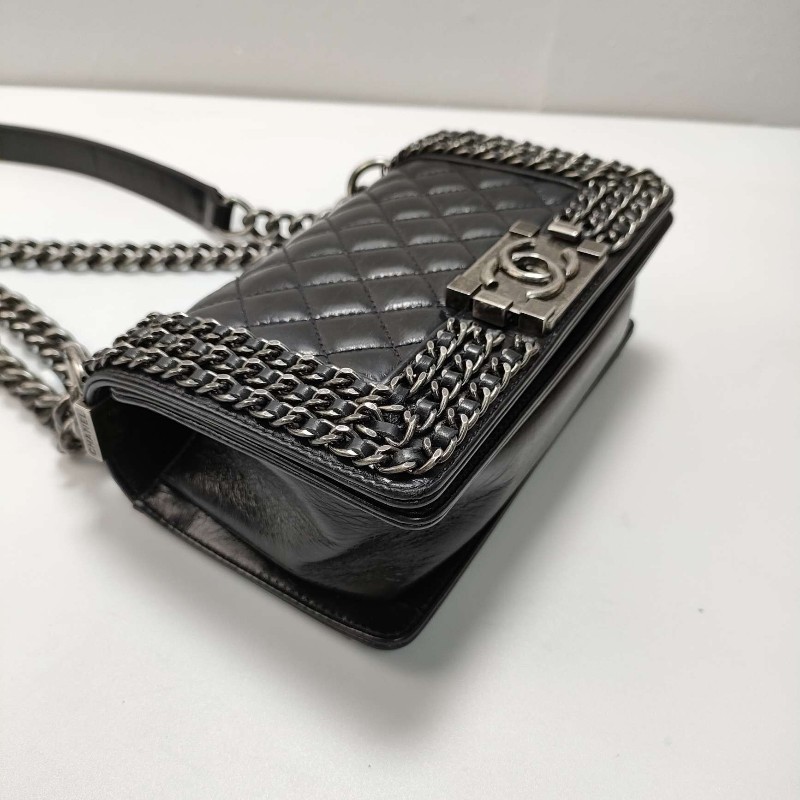 CHANEL leboy黑色小號口蓋包 肩背包斜背包-4