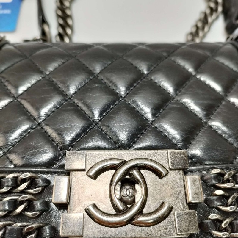 CHANEL leboy黑色小號口蓋包 肩背包斜背包-8