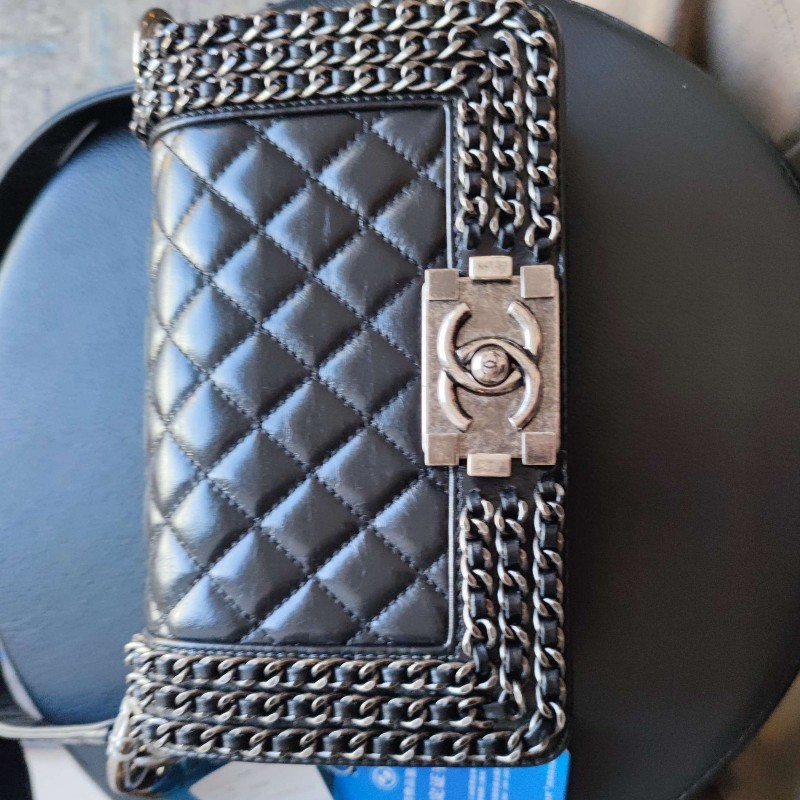 CHANEL leboy黑色小號口蓋包 肩背包斜背包-9