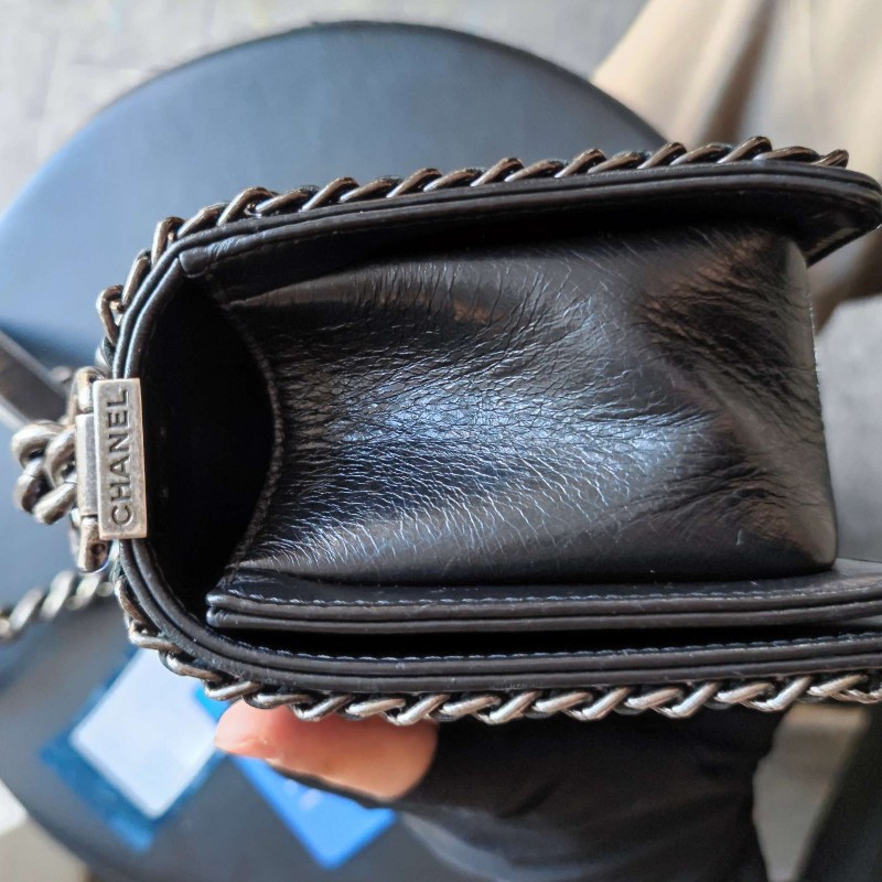 CHANEL leboy黑色小號口蓋包 肩背包斜背包-10