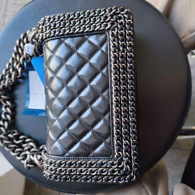 CHANEL leboy黑色小號口蓋包 肩背包斜背包-11