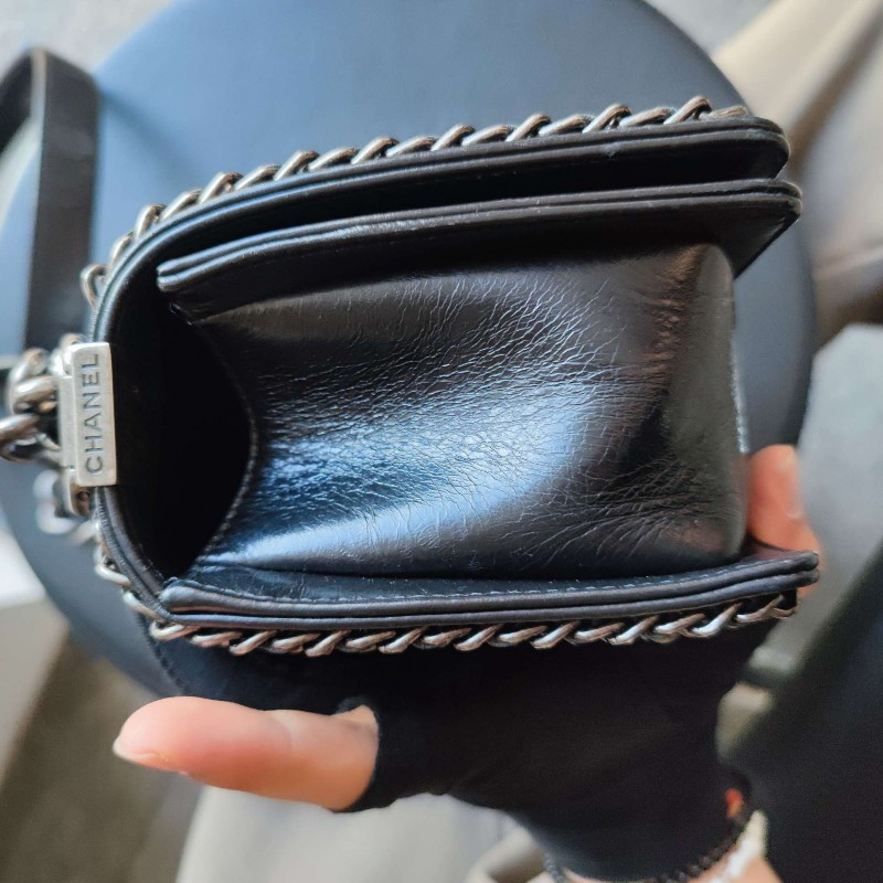 CHANEL leboy黑色小號口蓋包 肩背包斜背包-13