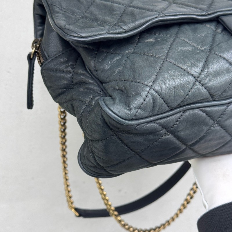 Chanel CF孟買口蓋包黑色肩背包斜背包 底長30cm-5