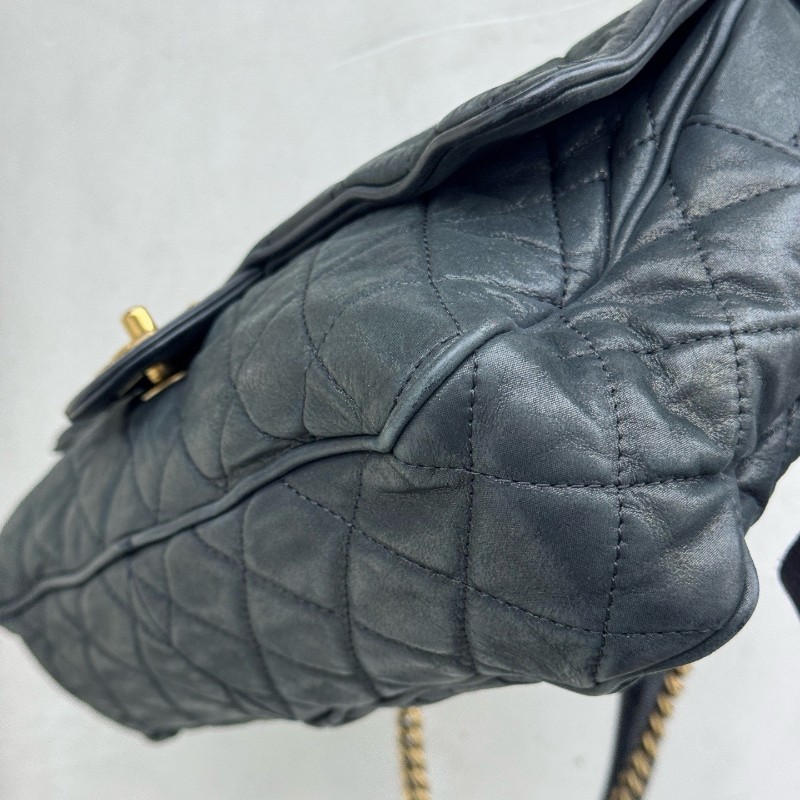 Chanel CF孟買口蓋包黑色肩背包斜背包 底長30cm-7