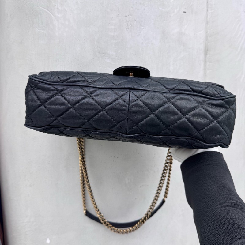 Chanel CF孟買口蓋包黑色肩背包斜背包 底長30cm-8