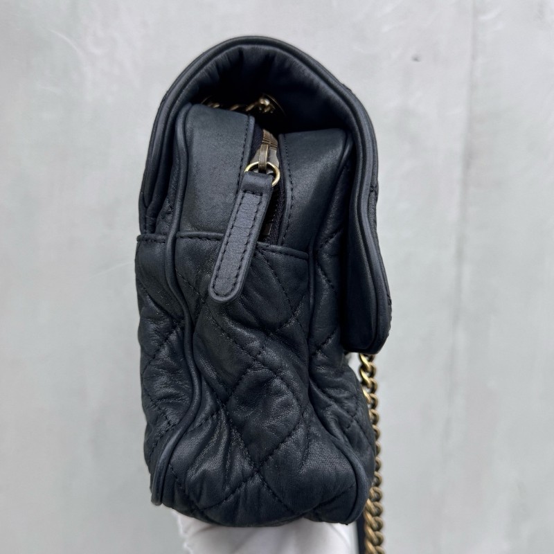 Chanel CF孟買口蓋包黑色肩背包斜背包 底長30cm-11