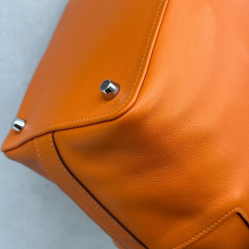 Hermes愛馬仕牛奶盒子橘色 手提包肩背包 底長20cm-5
