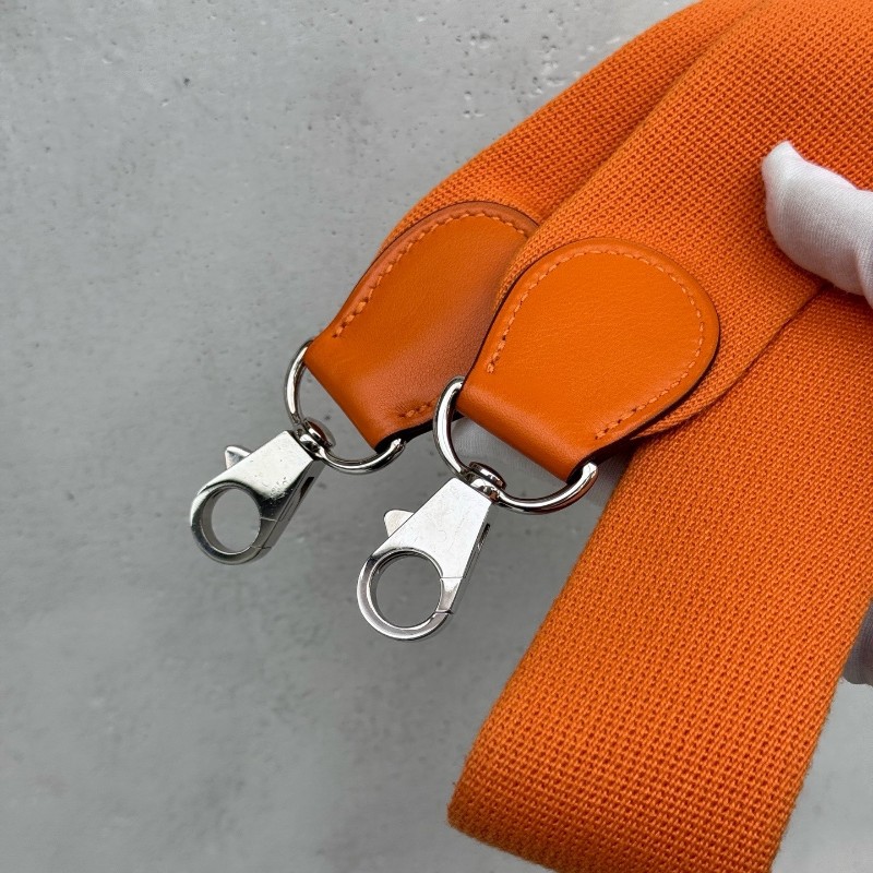 Hermes愛馬仕牛奶盒子橘色 手提包肩背包 底長20cm-15