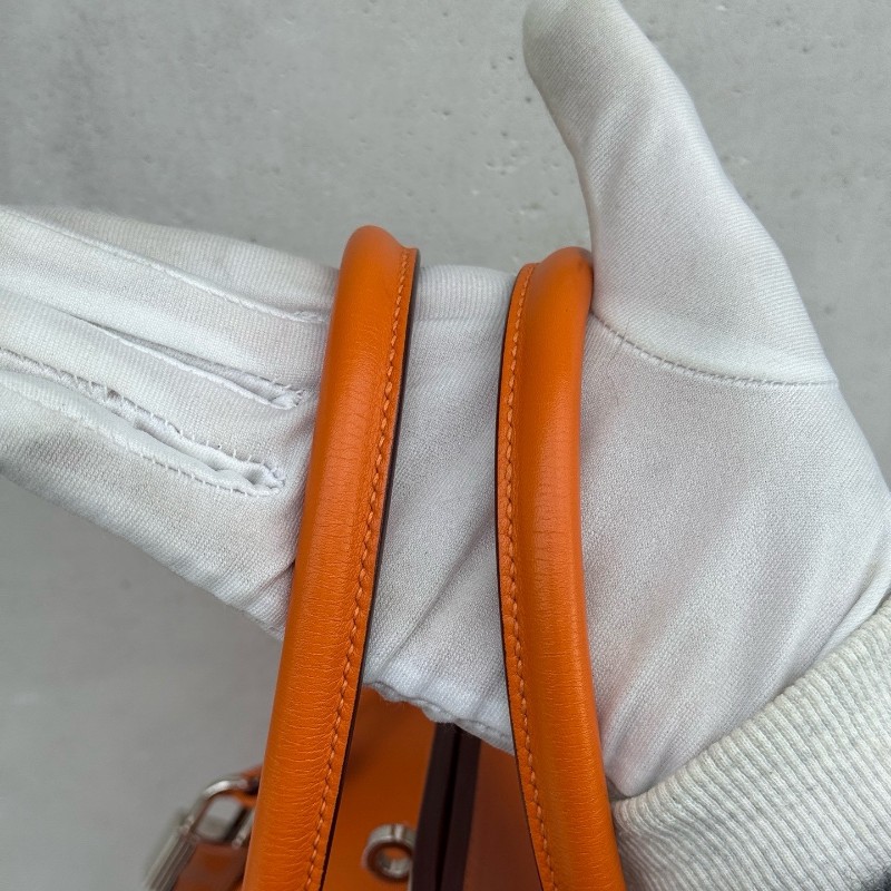 Hermes愛馬仕牛奶盒子橘色 手提包肩背包 底長20cm-16