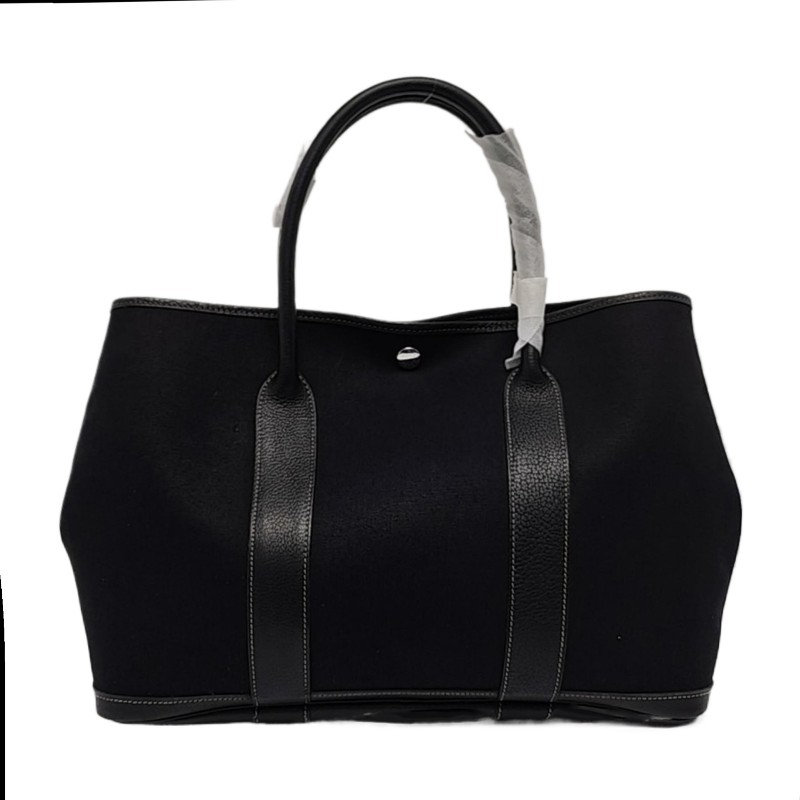 Hermes Garden Party 36 花園包 黑色帆布拼皮 手提包-1