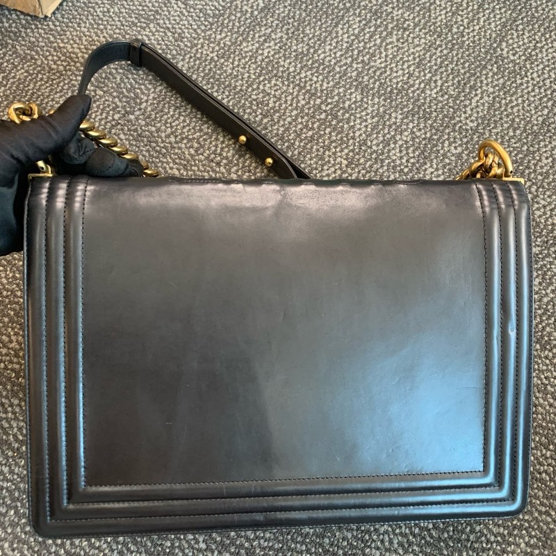 Chanel Leboy 黑色金釦大號鏈條包 肩背包斜背包-8