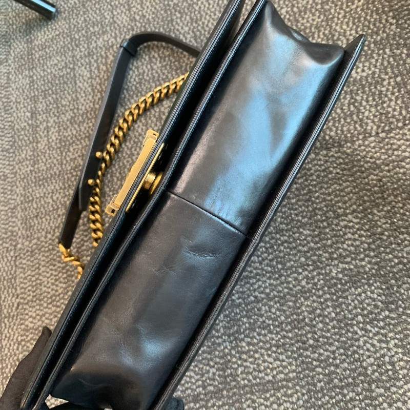 Chanel Leboy 黑色金釦大號鏈條包 肩背包斜背包-10