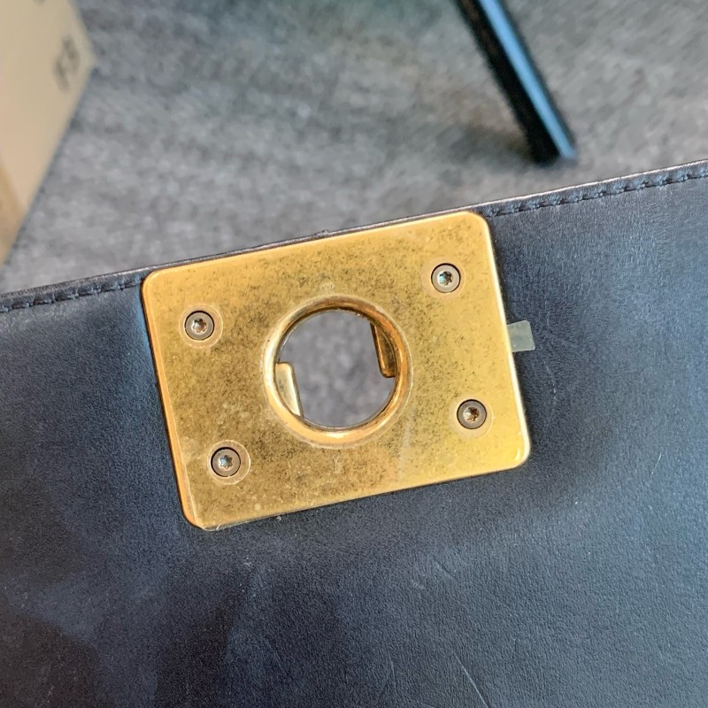 Chanel Leboy 黑色金釦大號鏈條包 肩背包斜背包-25