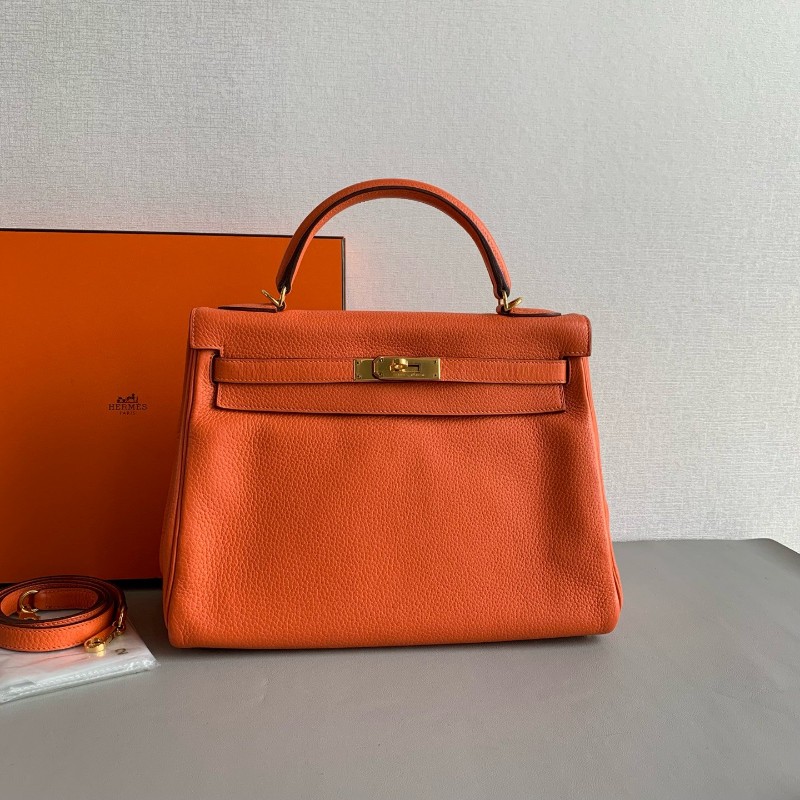Hermes 橙色金扣Kelly32-0