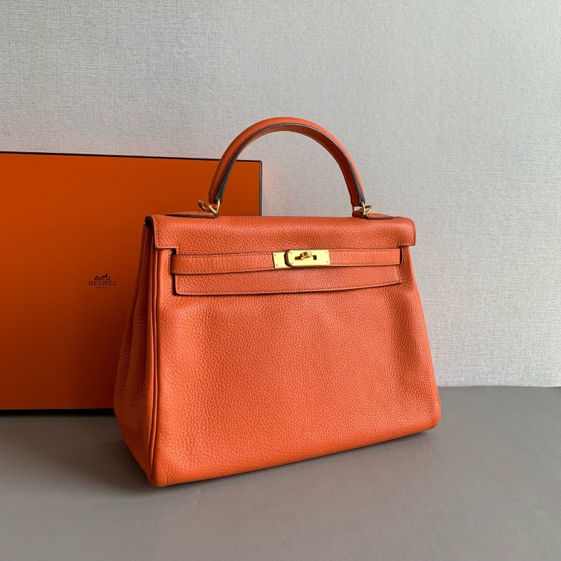 Hermes 橙色金扣Kelly32-1