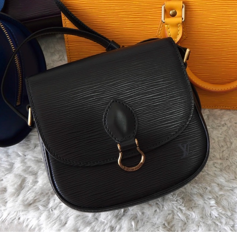 「JL精品代購」9新 LV 黑色水波紋 馬鞍包-0