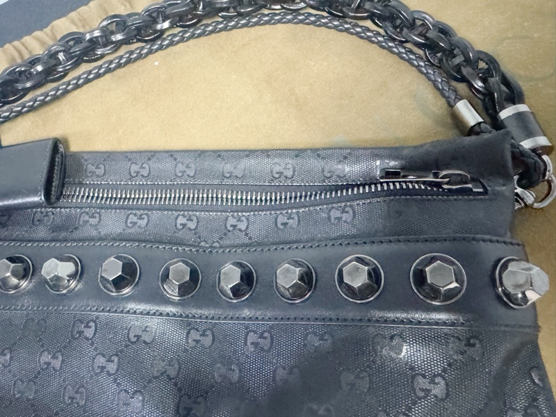 Gucci酷炫黑色漂亮肩背包-14