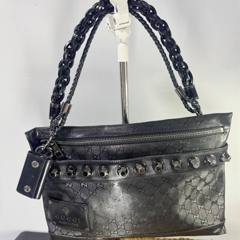 Gucci帥氣黑色漂亮肩背包-8