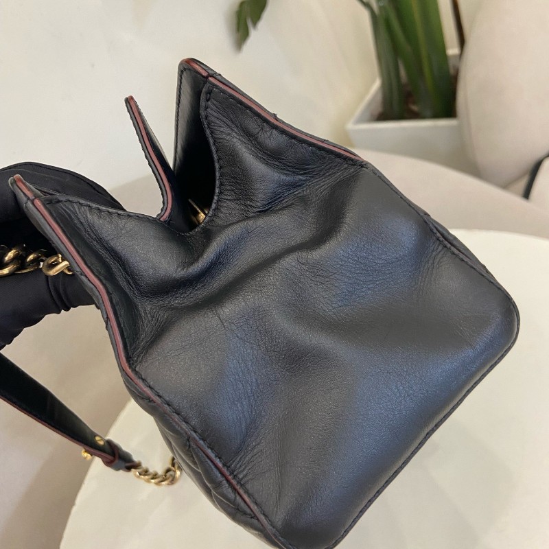 CHANEL黑色牛奶盒子包經典菱格紋金色鏈條 肩背包-2