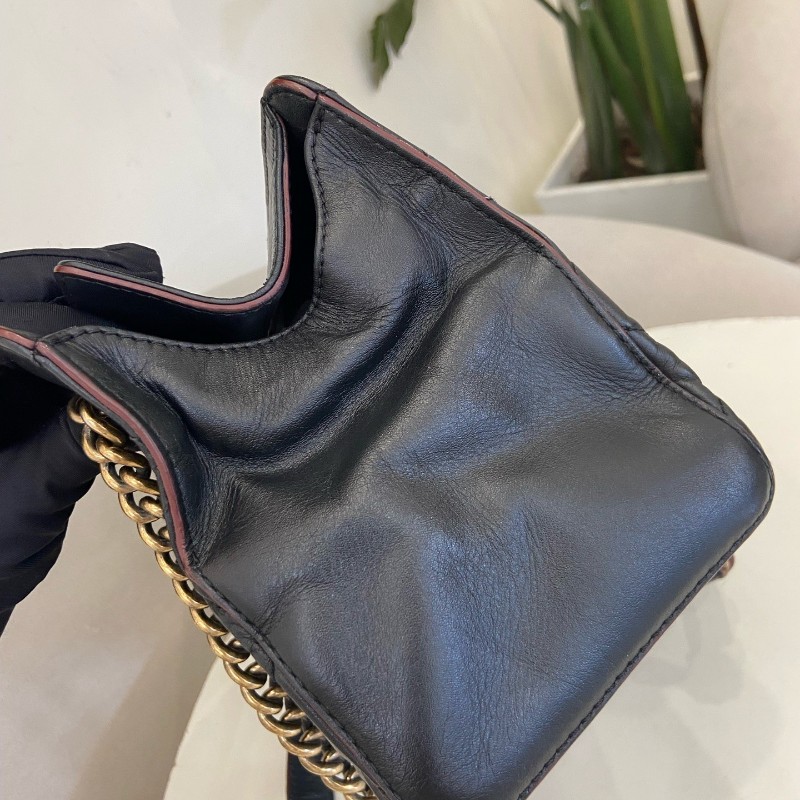 CHANEL黑色牛奶盒子包經典菱格紋金色鏈條 肩背包-3