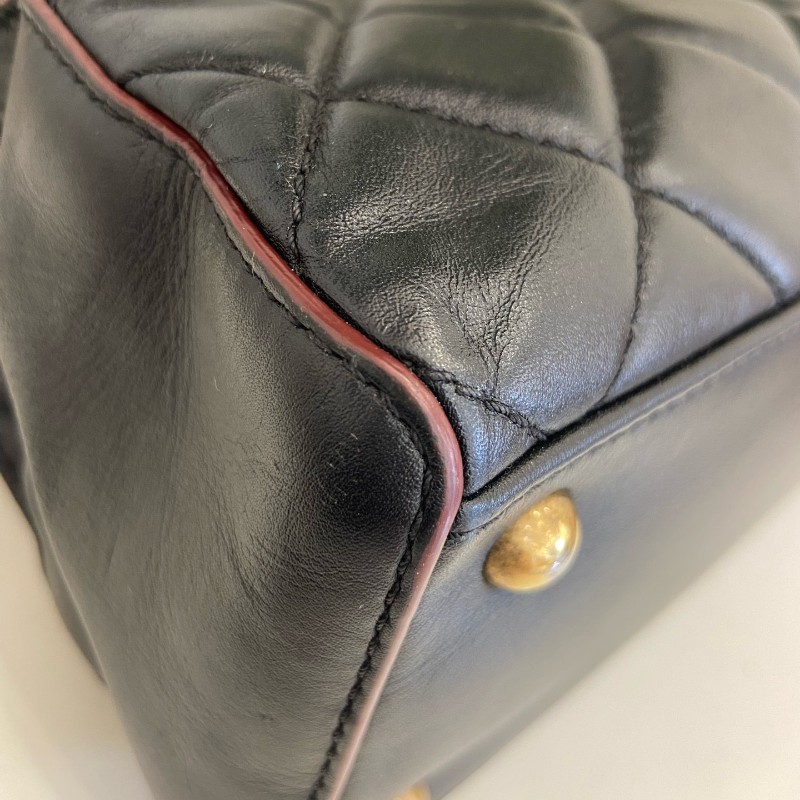 CHANEL黑色牛奶盒子包經典菱格紋金色鏈條 肩背包-5