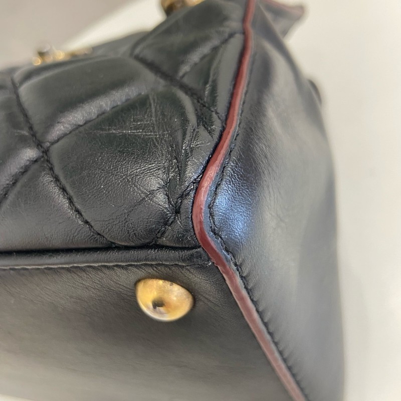 CHANEL黑色牛奶盒子包經典菱格紋金色鏈條 肩背包-6