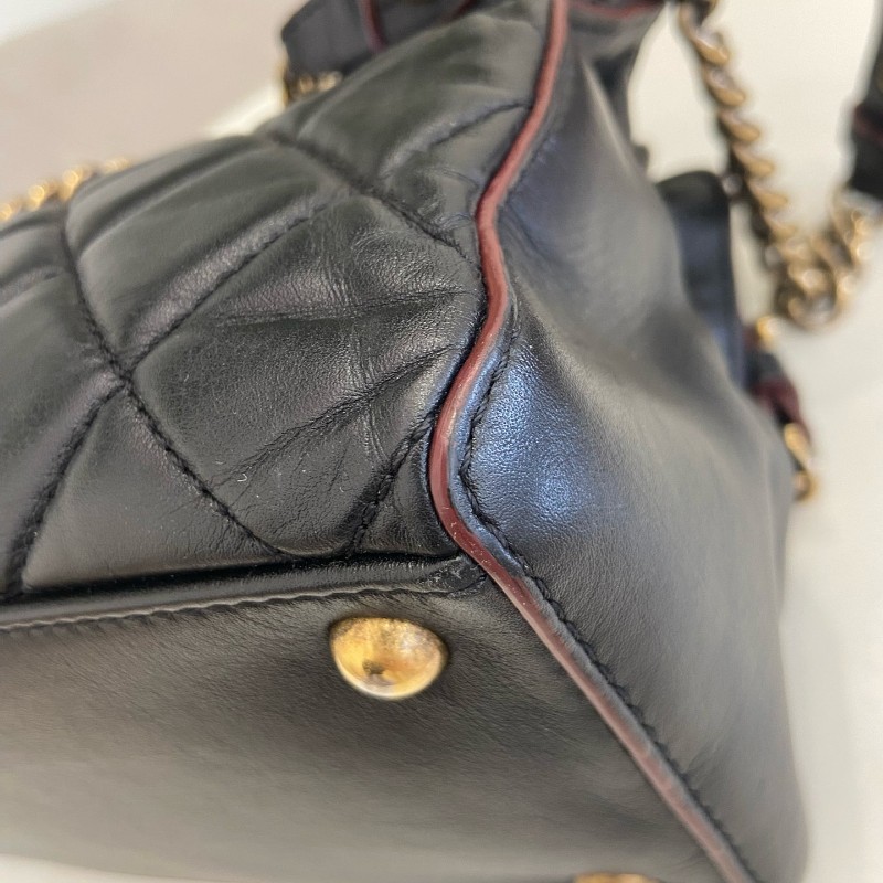 CHANEL黑色牛奶盒子包經典菱格紋金色鏈條 肩背包-7