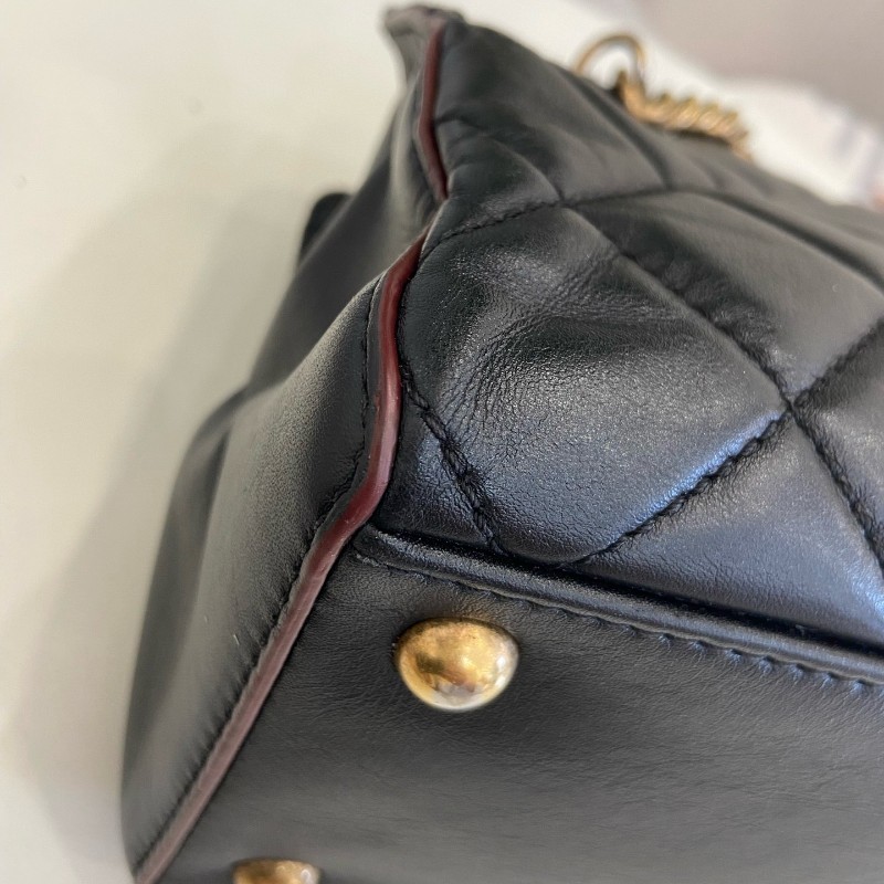 CHANEL黑色牛奶盒子包經典菱格紋金色鏈條 肩背包-8