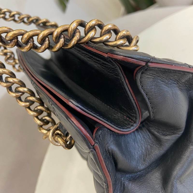 CHANEL黑色牛奶盒子包經典菱格紋金色鏈條 肩背包-9