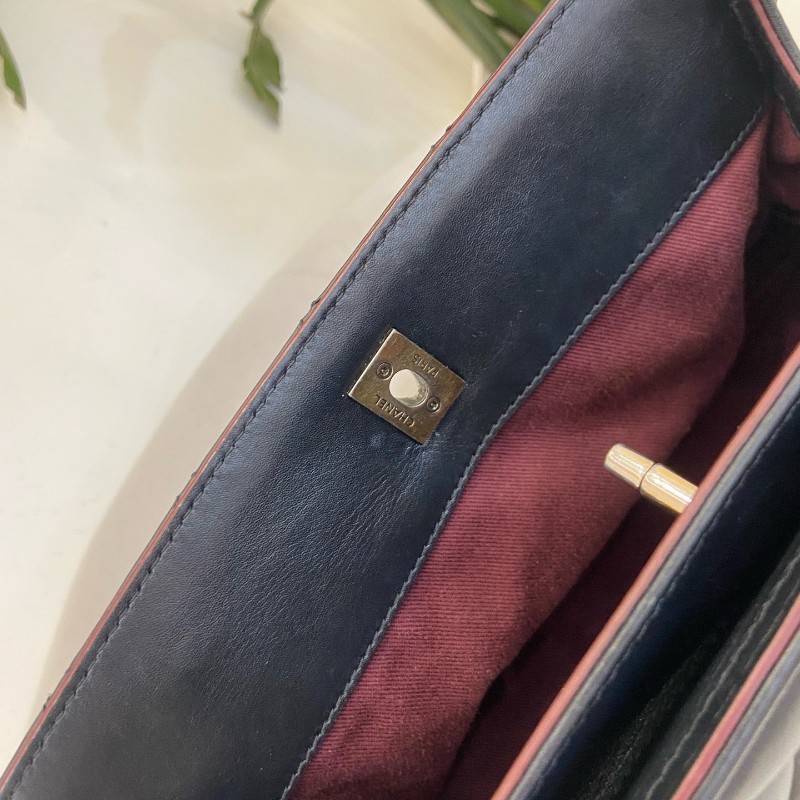 CHANEL黑色牛奶盒子包經典菱格紋金色鏈條 肩背包-11