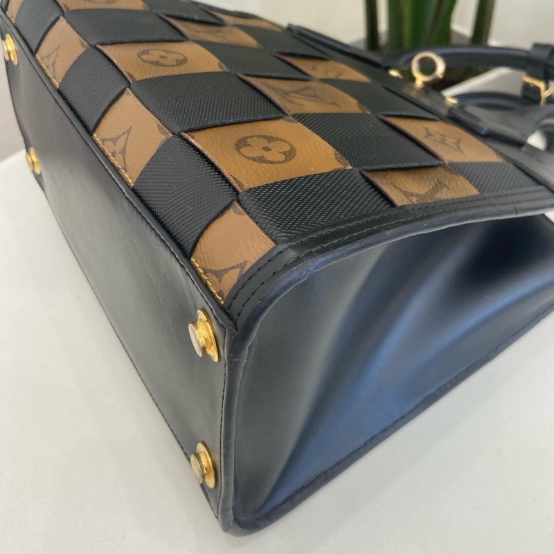 LV City Steamer 編織皮革拼色手提包-4