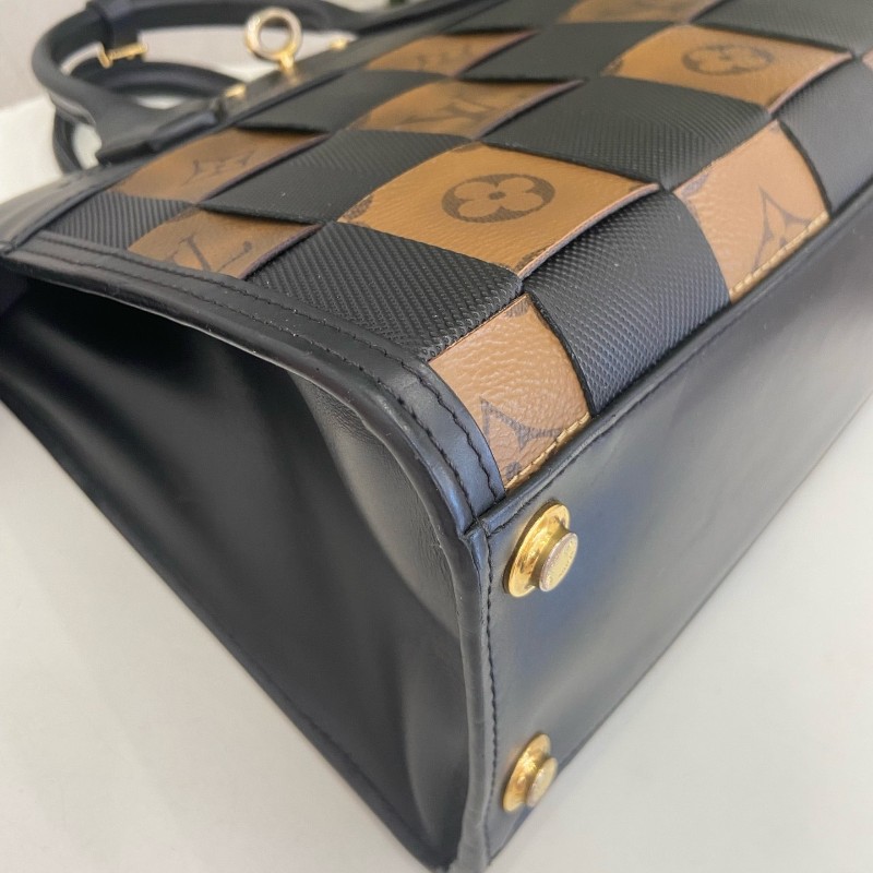 LV City Steamer 編織皮革拼色手提包-5