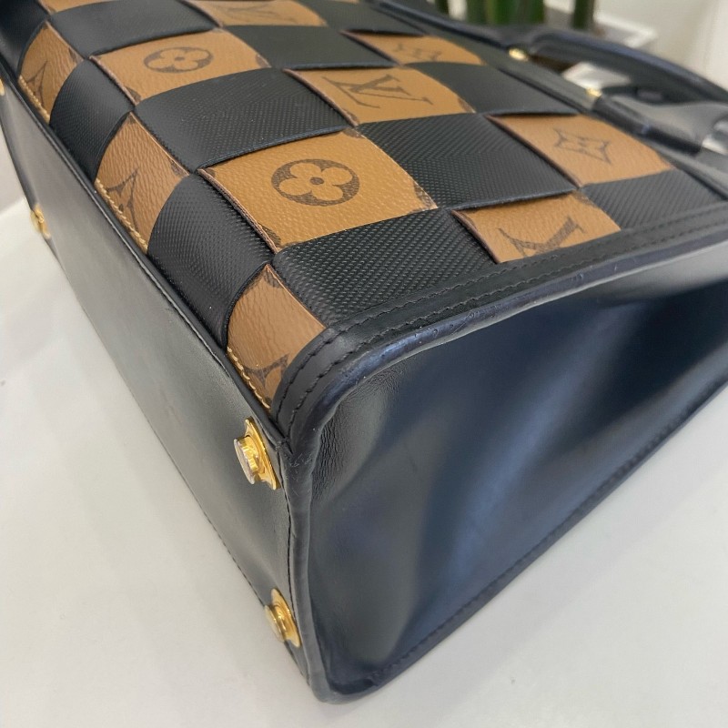 LV City Steamer 編織皮革拼色手提包-6