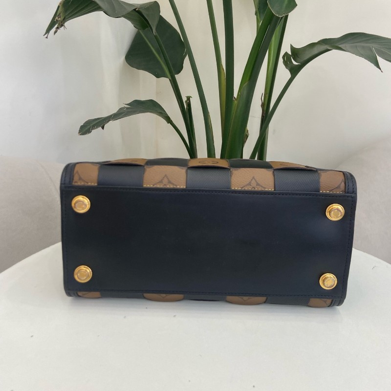 LV City Steamer 編織皮革拼色手提包-8