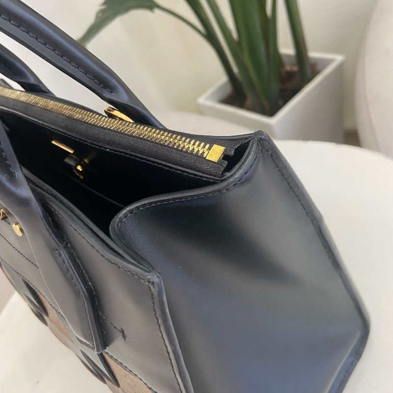 LV City Steamer 編織皮革拼色手提包-13