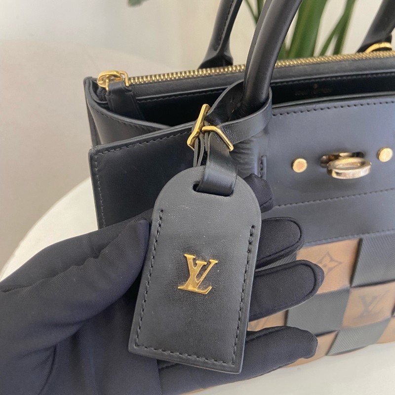 LV City Steamer 編織皮革拼色手提包-16