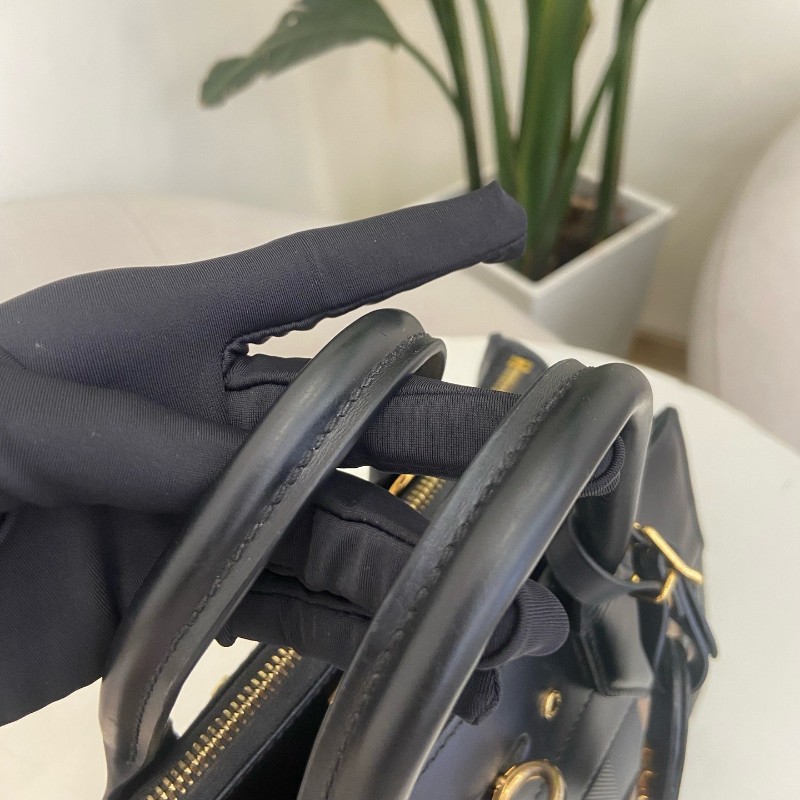 LV City Steamer 編織皮革拼色手提包-18