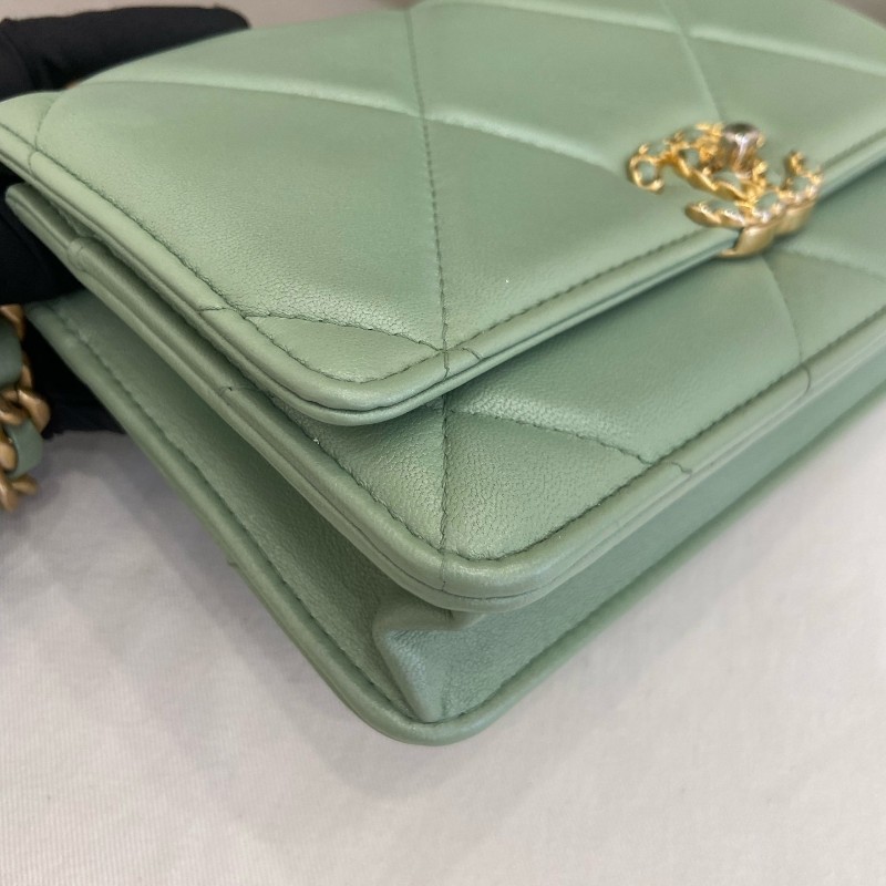 Chanel/香奈兒 人魚姬綠色限量款 19bag woc 斜背包肩背包-5