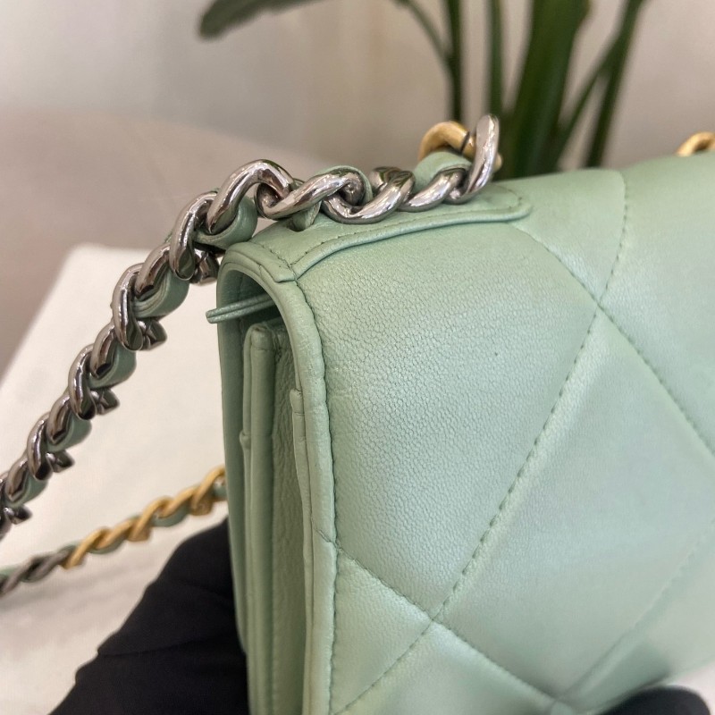 Chanel/香奈兒 人魚姬綠色限量款 19bag woc 斜背包肩背包-10