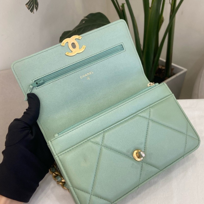 Chanel/香奈兒 人魚姬綠色限量款 19bag woc 斜背包肩背包-12