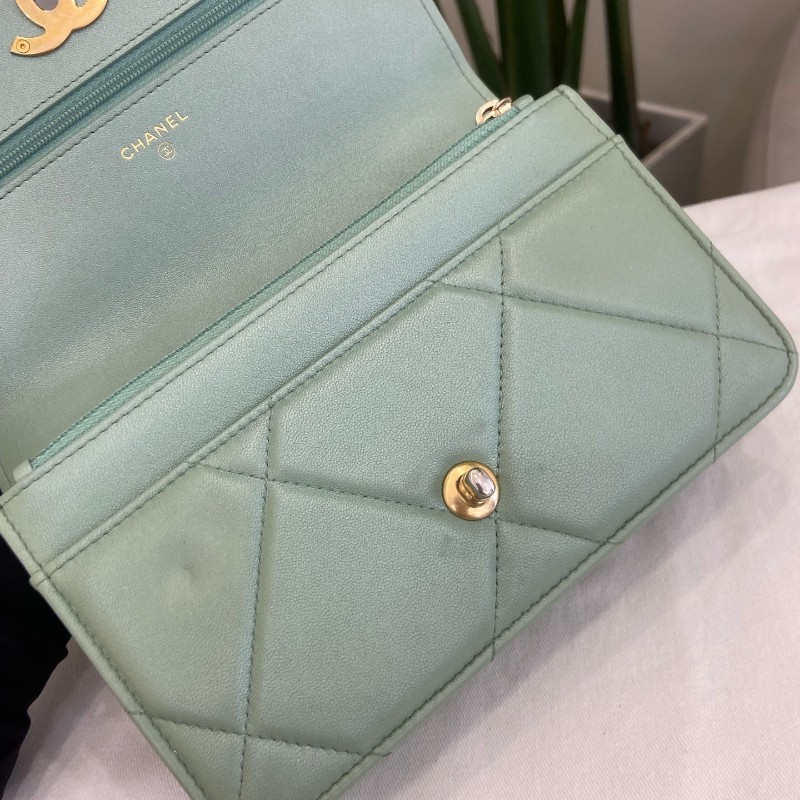 Chanel/香奈兒 人魚姬綠色限量款 19bag woc 斜背包肩背包-13